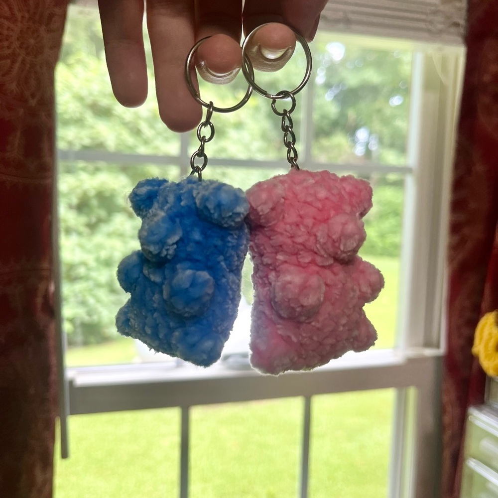 Handmade Matching Crochet Gummy Bear Keychains